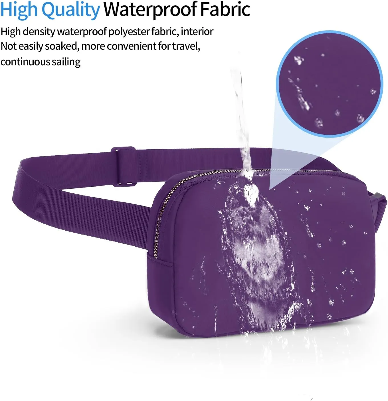 Waterproof Waist Pack, Mini Belt Bag for Women & Kids, Fanny Packs for Women Adjustable Strap Crossbody Pack, Purple