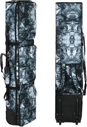 Waterproof Wheeled Ski Bag Large Capacity Travel Rolling Snowboard Gear Tote Multi-Functional Shoulder Backpack Board Ideal for Equipment and Accessories,A