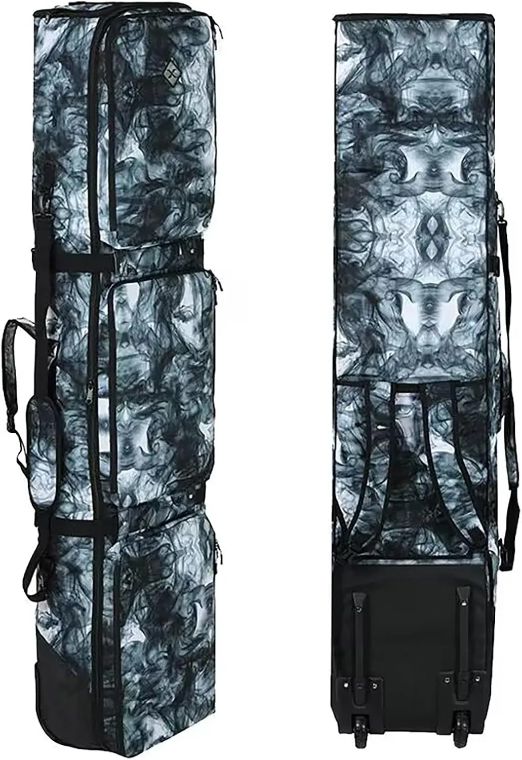 Waterproof Wheeled Ski Bag Large Capacity Travel Rolling Snowboard Gear Tote Multi-Functional Shoulder Backpack Board Ideal for Equipment and Accessories,A