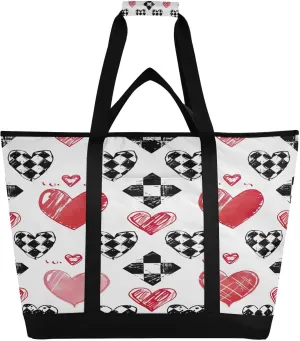 Watwatercolor Heart Reusable Insulated Lunchbox Cooler Bag, Leakproof Kitchen Grocery Bag Collapsible Portable Cooler Tote Bag for Picnic, Camping, Office, Travel