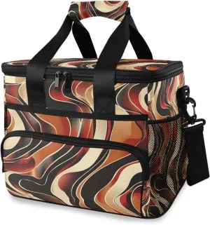 Wave Leopard Pattern Cooler Bag Insulated Cooler Soft Sided Cooler 24 Can Portable Picnic Bag Large Leakproof Lunch Bag Box for Beach Grocery Camping Travel Car Men Women