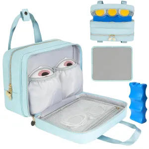 Wearable Breast Pump Bag with Cooler Compartment,Breast Milk Pump Travel Bag Compatible with Willow,Elvie,Medela Pump&Momcozy M5/S12 Pro, Carrying Case for Pump Parts and Bottles,Blue