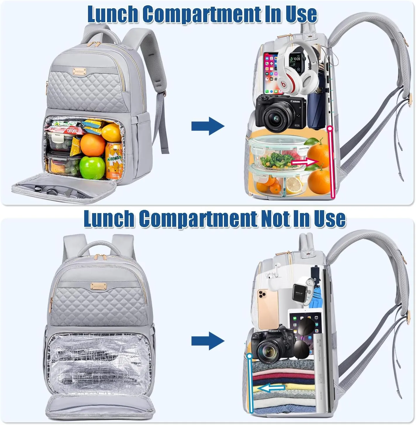 Weitars Lunch Backpack, Insulated Cooler Backpack 15.6 Inch Laptop Backpack For Women Men For Women Nurses Teacher Gifts for College Work Beach Camping Picnics Travel