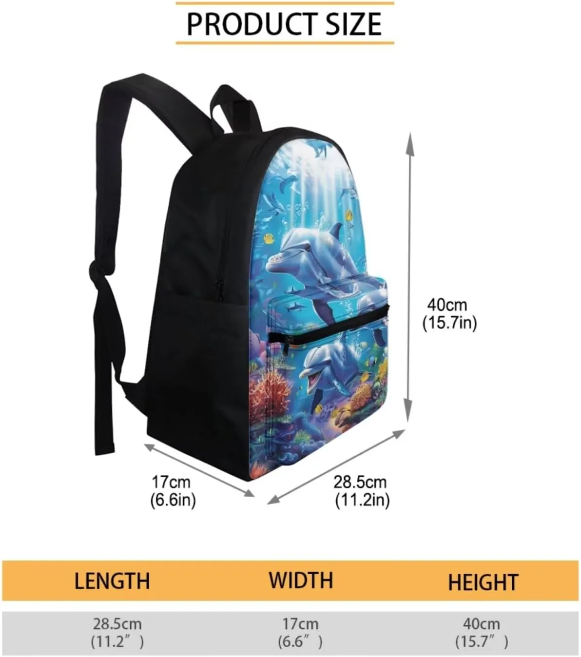 WELLFLYHOM 3 Pcs Dolphin School Backpack Purse for Girls Elementary Bookbag with Lunch Box Pencil Case Cute School Bag Rucksack for Primary Middle Kids Bagpack Satchel for Daycare Rucksack