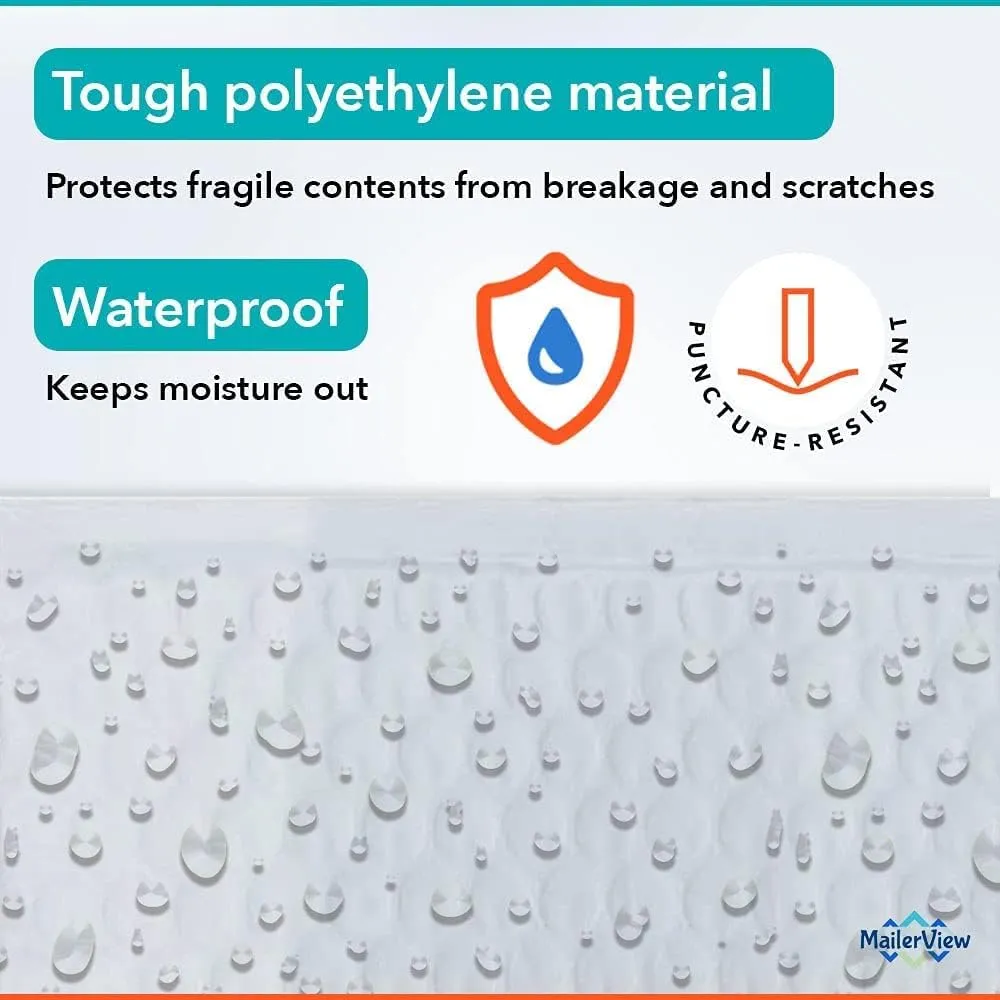 White 10.5x16 Inch Large Poly Bubble Mailers #5 | Padded Envelopes with Self Seal | Air Lined Cushioned Bubble Mailer | Usable Size 10.5x15 | 100 Pack Bulk | Lightweight shipping Bags | Made in USA