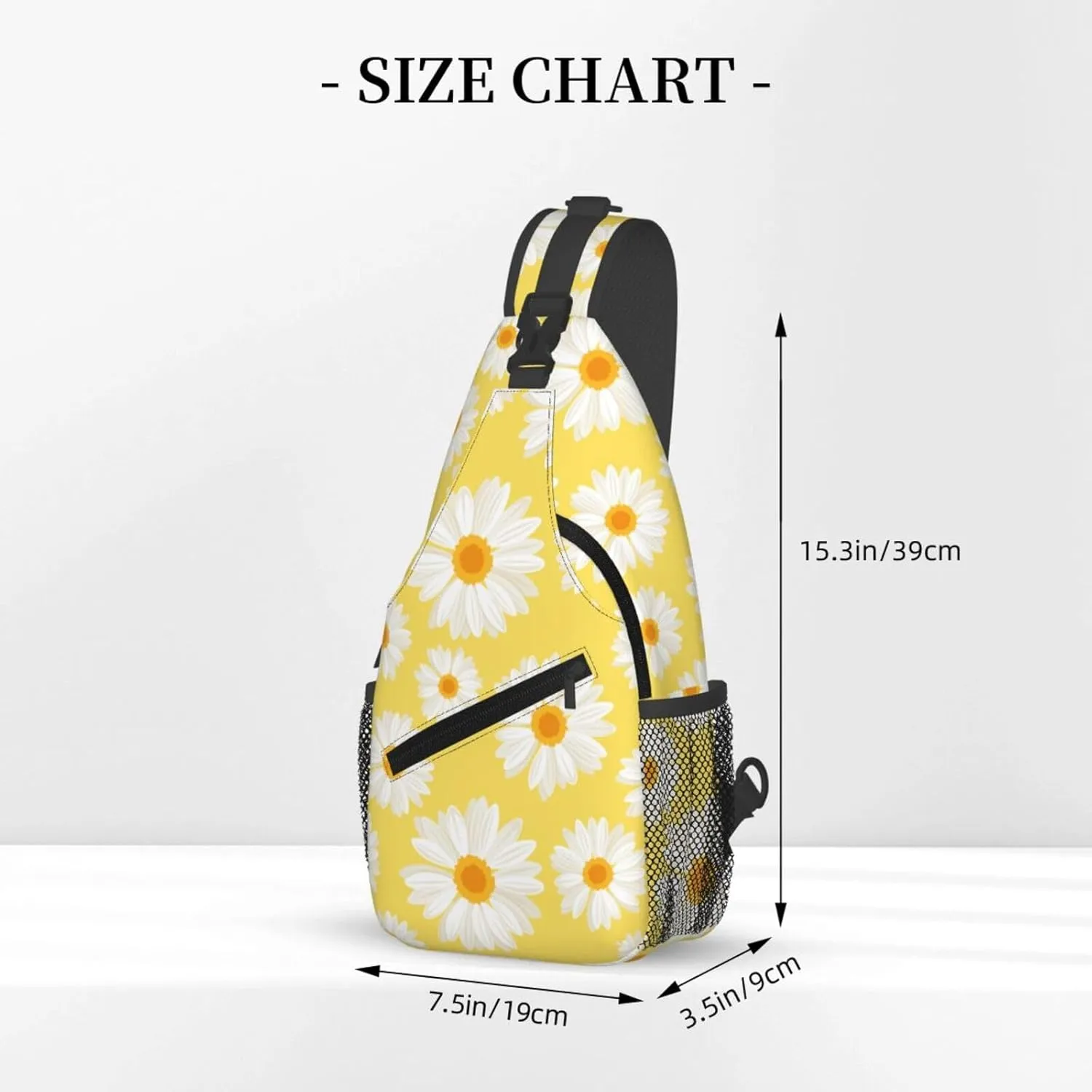 White Daisy Flowers Yellow Cross Chest Bag Diagonally Hiking Crossbody Bag Travel Shoulder Daypack Lightweight Sling Backpack Cycling Daypacks Fitness Chest Backpacks
