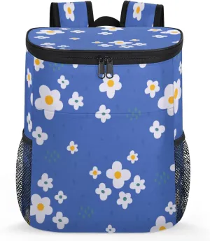 White Flower Small Cooler Backpack Insulated Waterproof Backpack Cooler for Women Leak Proof Soft Beach Cooler Bag Lightweight Ice Chest Picnic Backpack for Travel Camping