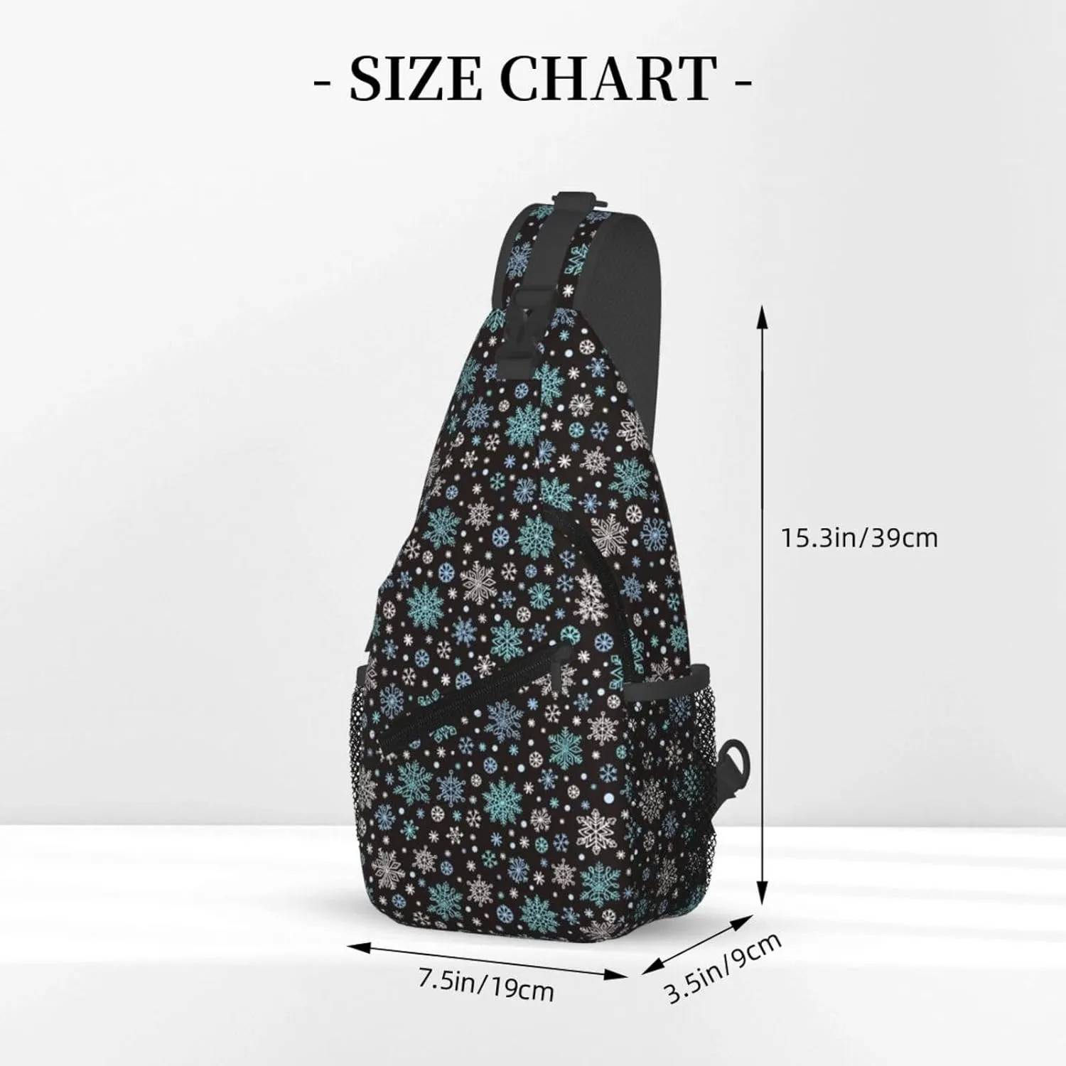 White Green Blue Snowflake Cross Chest Bag Diagonally Hiking Crossbody Bag Travel Shoulder Daypack Lightweight Sling Backpack Cycling Daypacks Fitness Chest Backpacks