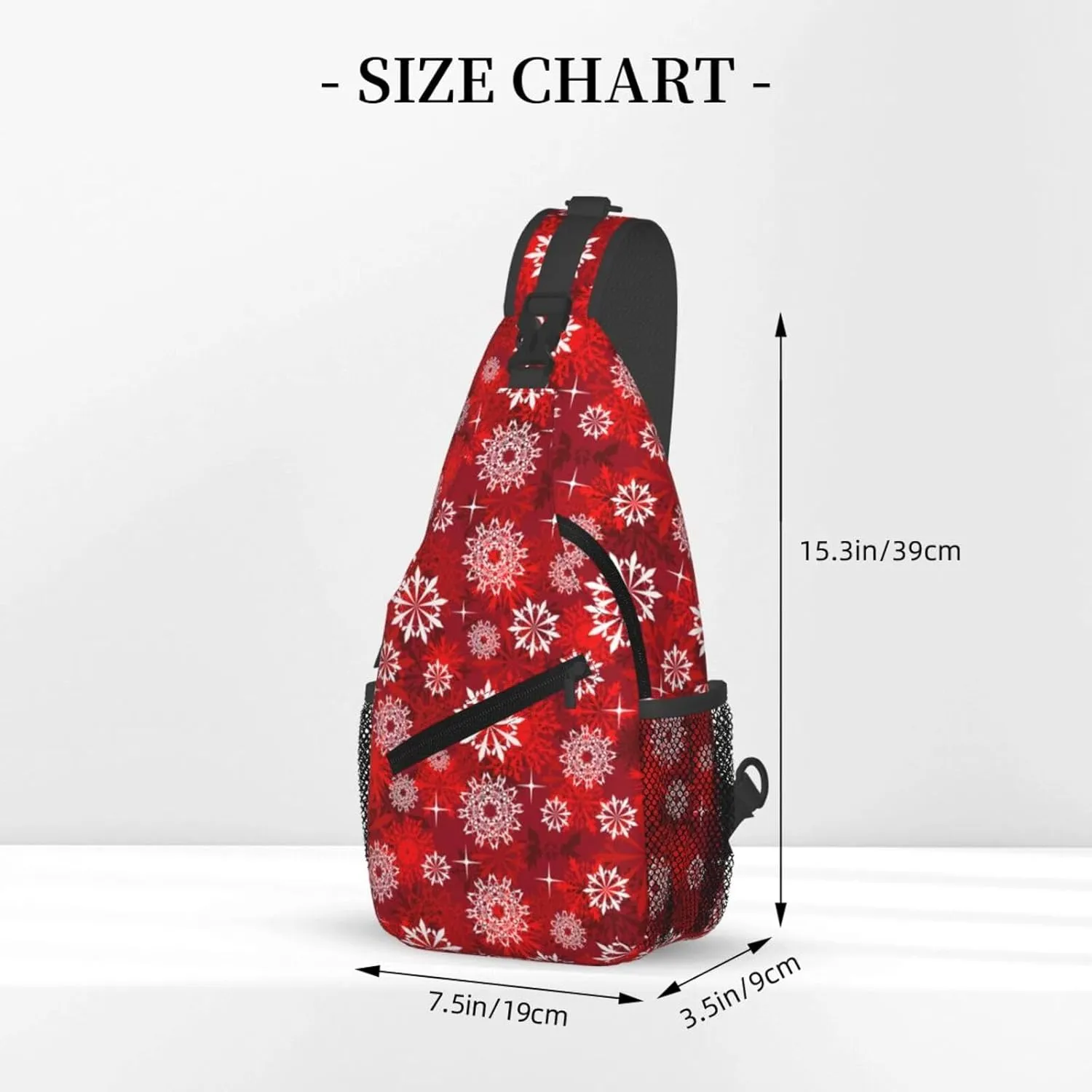 White Red Snowflakes Christmas Cross Chest Bag Diagonally Hiking Crossbody Bag Travel Shoulder Daypack Lightweight Sling Backpack Cycling Daypacks Fitness Chest Backpacks