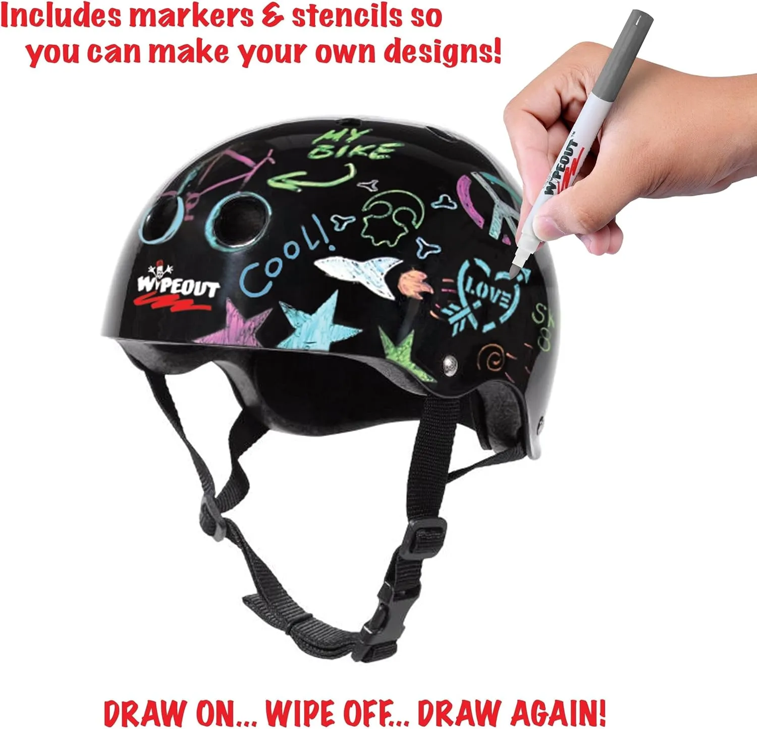 Wipeout Dry Erase Kids Helmet for Skiing and Snowboarding