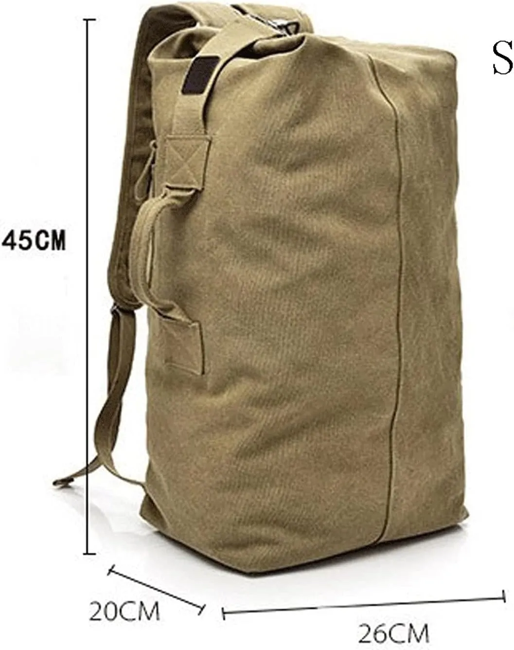 WOBBLO Hiking Daypacks 25L/35L Canvas Outdoor Military Backpack， Tactical Hiking Camping Travel Bag for Fishing Rucksack， Gym Fitness Sports Handbags(Army Green,Small)