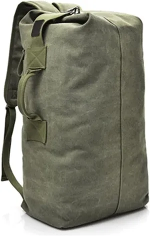 WOBBLO Hiking Daypacks 25L/35L Canvas Outdoor Military Backpack， Tactical Hiking Camping Travel Bag for Fishing Rucksack， Gym Fitness Sports Handbags(Army Green,Small)