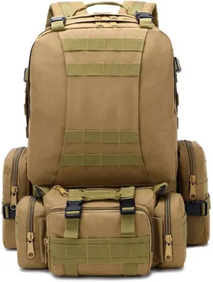 WOBBLO Hiking Daypacks Backpack Men Military Outdoor Hiking Trekking Backpack 4 in 1 Travel Climbing Bag