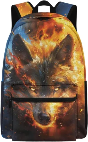 Wolf Flame Stylish Multi-Pocket Backpack for Men Functional Back Support Outdoor Trekking Camping Rucksack Daily Daypack with Large Capacity Work Hiking Bag