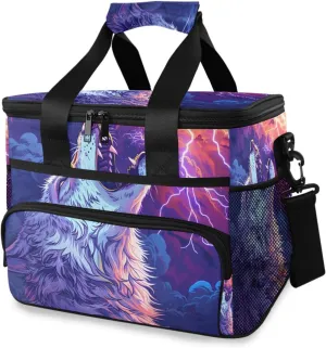 Wolf Galaxy Wolves Cloud Cooler Bag Insulated Cooler Soft Sided Cooler 24 Can Portable Picnic Bag Large Leakproof Lunch Bag Box for Beach Grocery Camping Travel Car Men Women