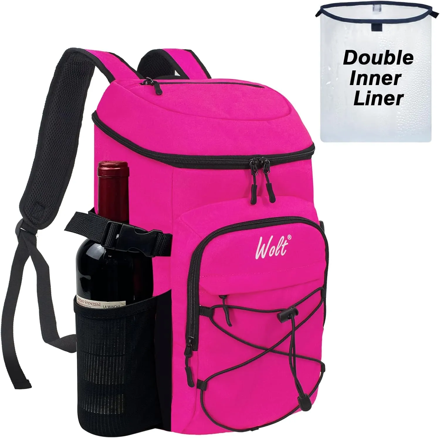 WOLT Cooler Backpack,24 Cans Insulated Backpack Cooler Leakproof,Lightweight Soft Cooler Bag,Camping Cooler,Large Capacity Beach Cooler,Waterproof Travel Cooler Lunch Backpack for Hiking