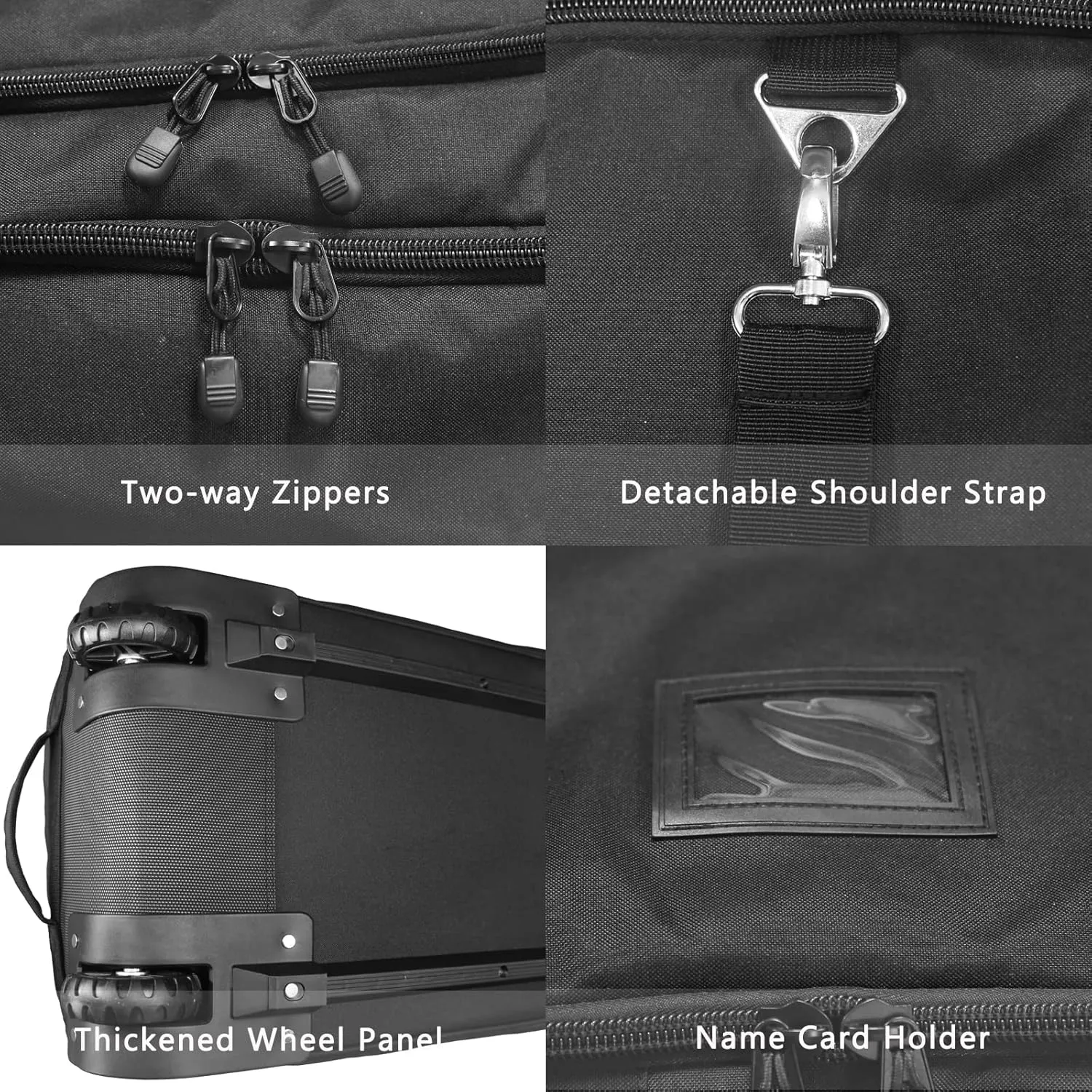 WOLT Rolling Ski Bag - Padded Snowboard Bag Carrier with Wheels for Air Travel, fit to Double Pairs of Skis up to 175 or 190 cm
