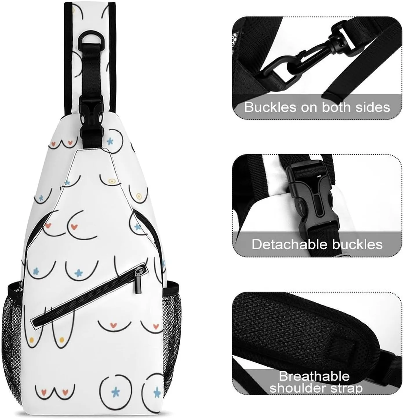 Woman Breast Boobs Sling Backpack Man Womens Crossbody Backpack Chest Bag Cycling Daypack Travel Bag Casual Daypacks Outdoor Backpacks