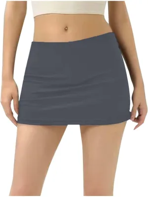 Women's Casual Low Waist Skirt Slim Fit Stretch Bodycon Skirts Summer Athletic Lightweight Workout Running Mini Skirts