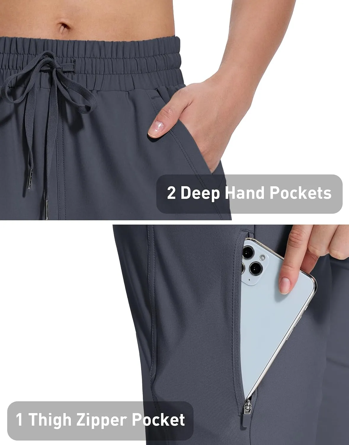 Women's Hiking Golf Shorts with Pockets 15" Knee Length Quick Dry Stretch Shorts Elastic Waist Lightweight Walking