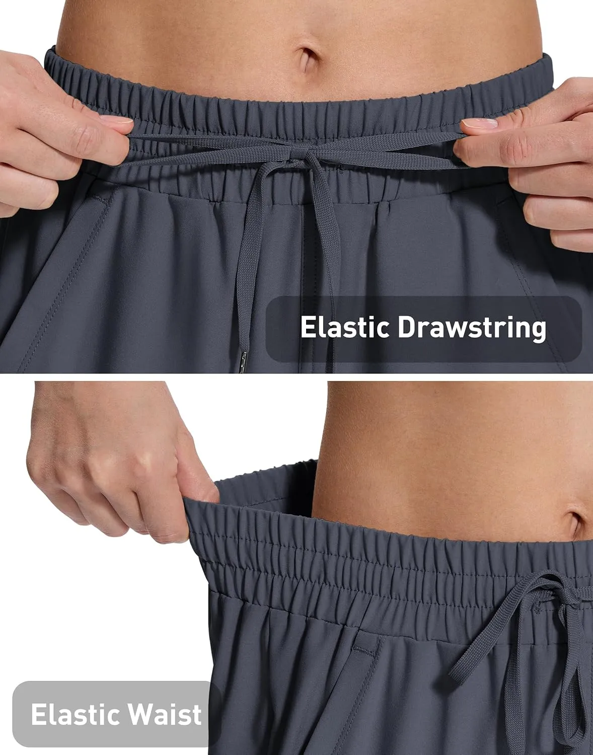 Women's Hiking Golf Shorts with Pockets 15" Knee Length Quick Dry Stretch Shorts Elastic Waist Lightweight Walking