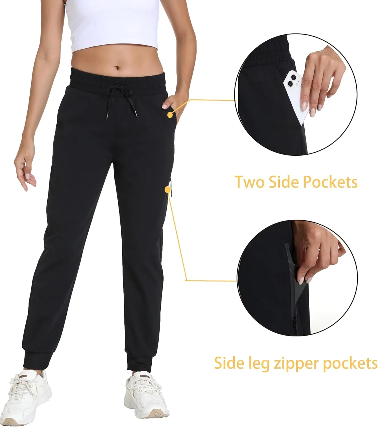Women's Quick-Dry Lightweight Joggers - Elastic Waist Hiking Pants with Pockets for Outdoor, Athletic & Travel