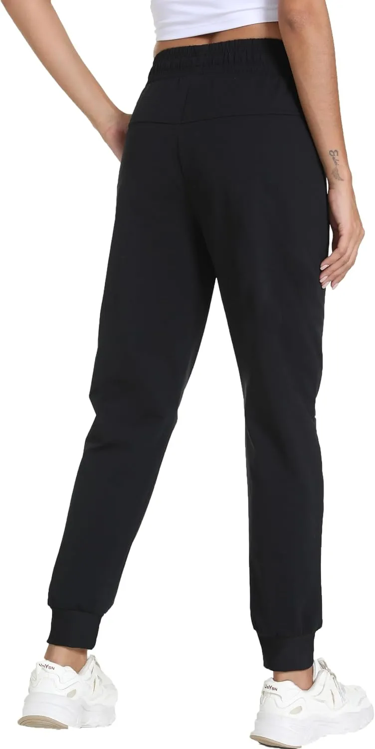 Women's Quick-Dry Lightweight Joggers - Elastic Waist Hiking Pants with Pockets for Outdoor, Athletic & Travel