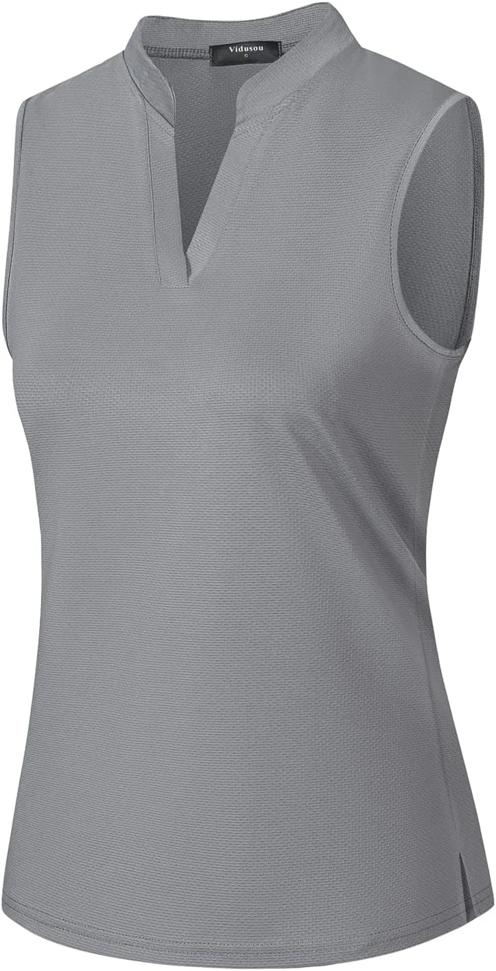 Womens Sleeveless Golf Polo Shirts Lightweight Tennis Sport Tops