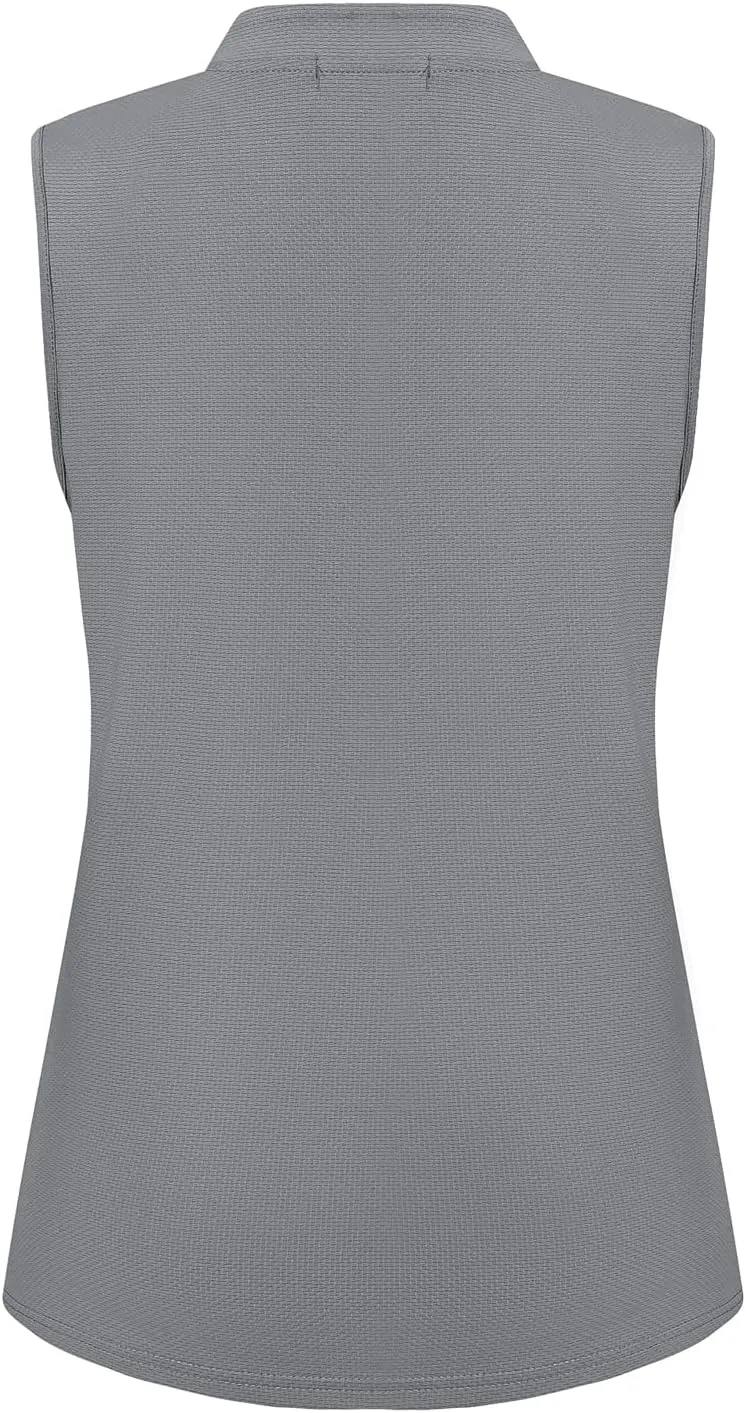 Womens Sleeveless Golf Polo Shirts Lightweight Tennis Sport Tops