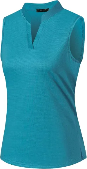 Womens Sleeveless Golf Polo Shirts Lightweight Tennis Sport Tops
