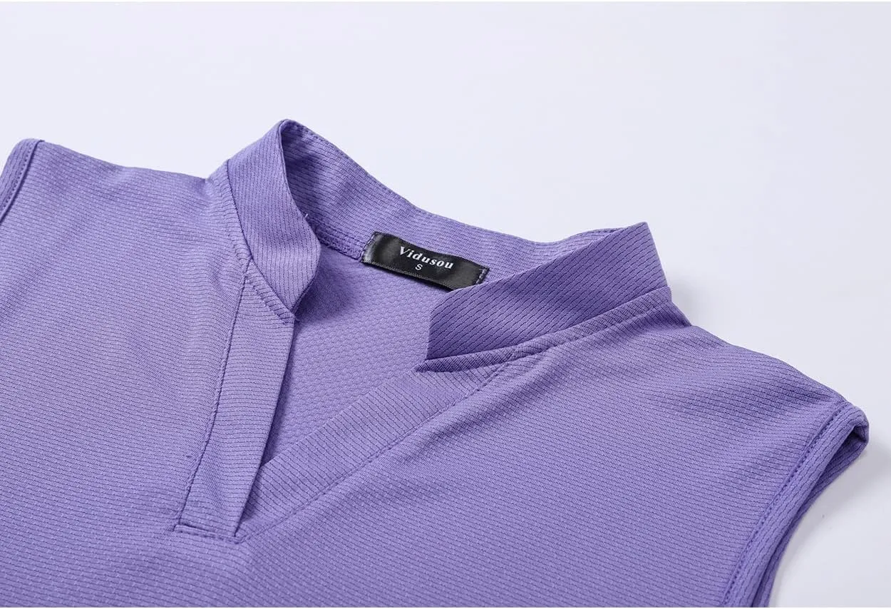 Womens Sleeveless Golf Polo Shirts Lightweight Tennis Sport Tops