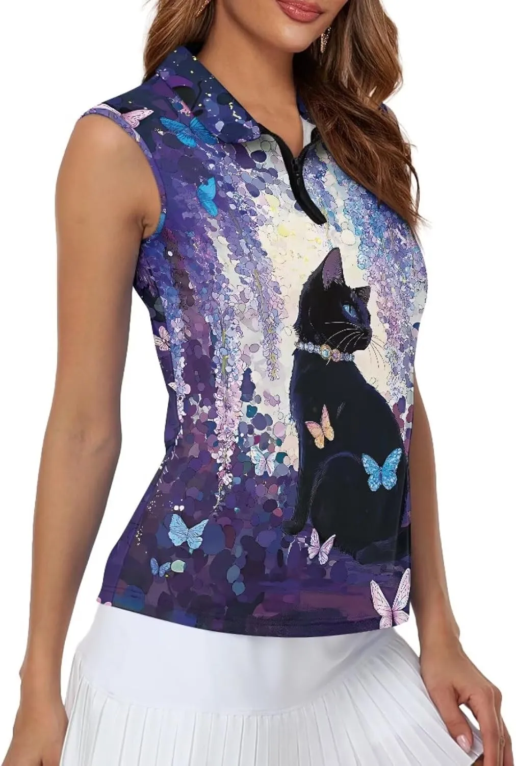 Women's Sleeveless Golf Shirts Collared V-Neck Tank Tops Quick Dry Lightweight UPF 50  Tennis Polo Shirts