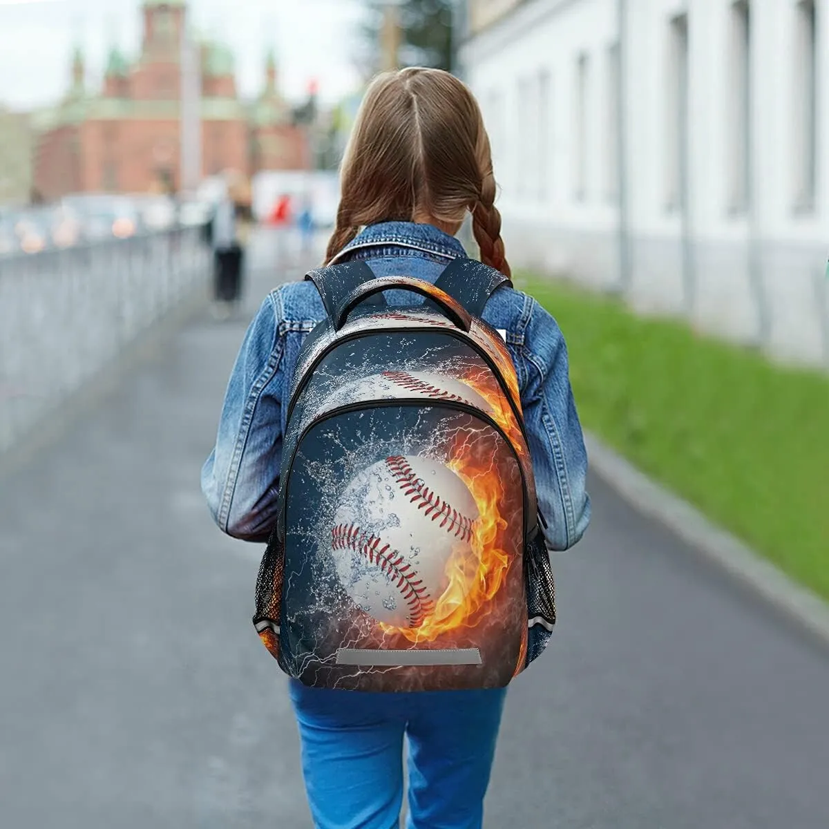 xigua Baseball Water Fire Printing Backpack Casual Daypacks- Lightweight School Bag