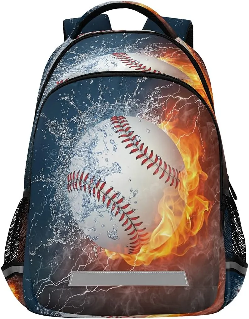 xigua Baseball Water Fire Printing Backpack Casual Daypacks- Lightweight School Bag