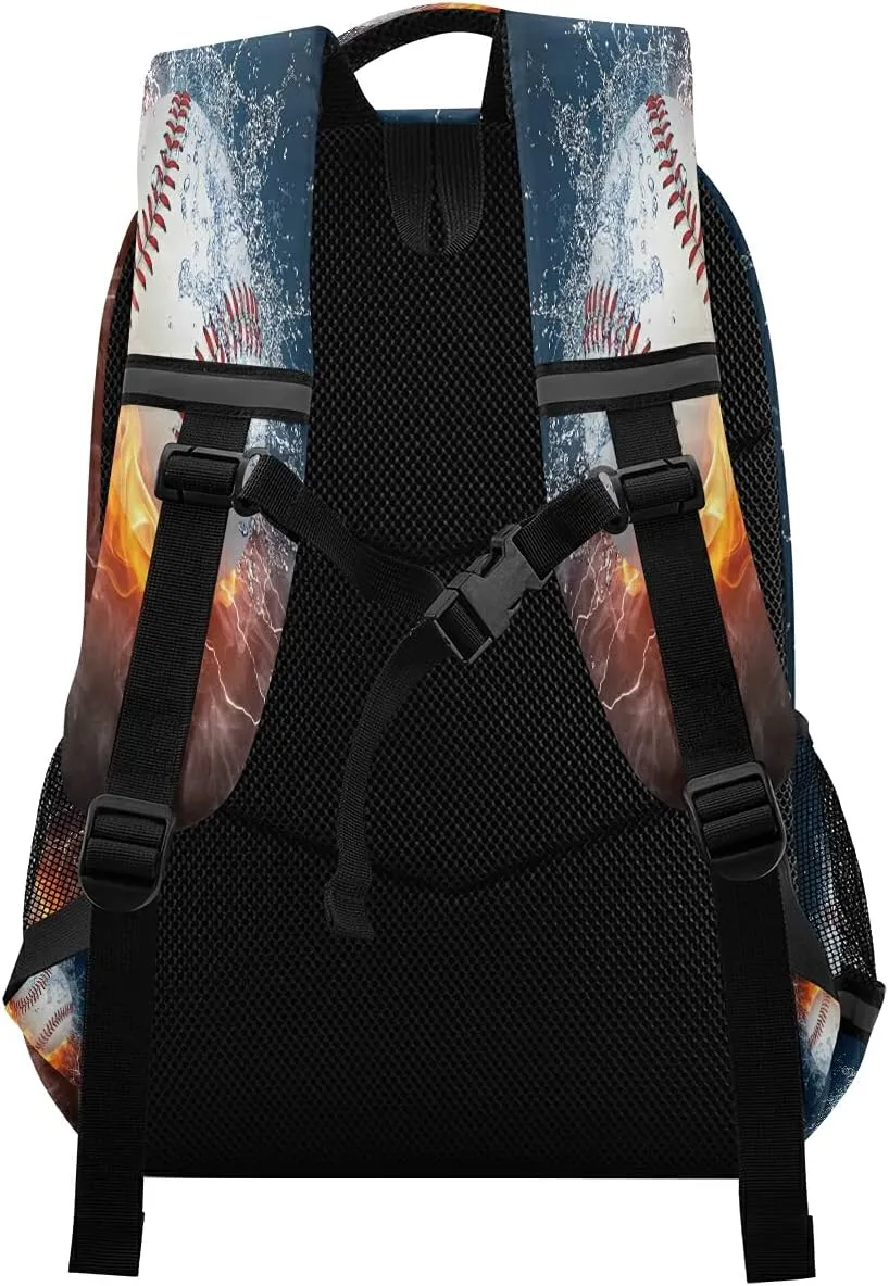 xigua Baseball Water Fire Printing Backpack Casual Daypacks- Lightweight School Bag
