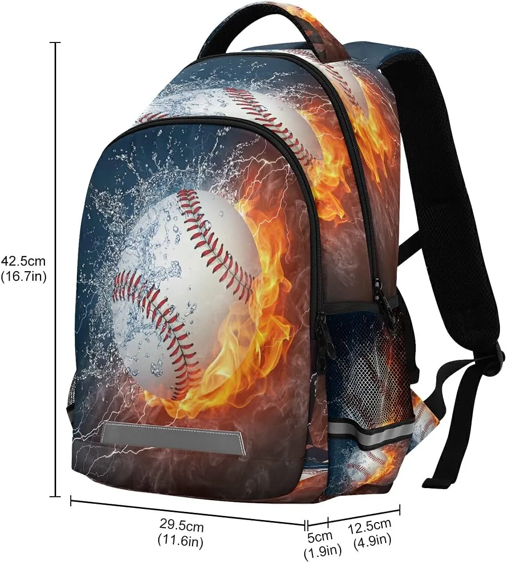 xigua Baseball Water Fire Printing Backpack Casual Daypacks- Lightweight School Bag