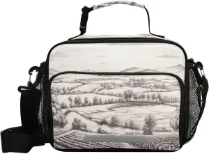 xigua Farmland Landscape Insulated Lunch Bag, Reusable Lunch Box Leakproof Tote Bag Cooler Bag with Adjustable Shoulder Strap, Lunch Container for Work, Picnic