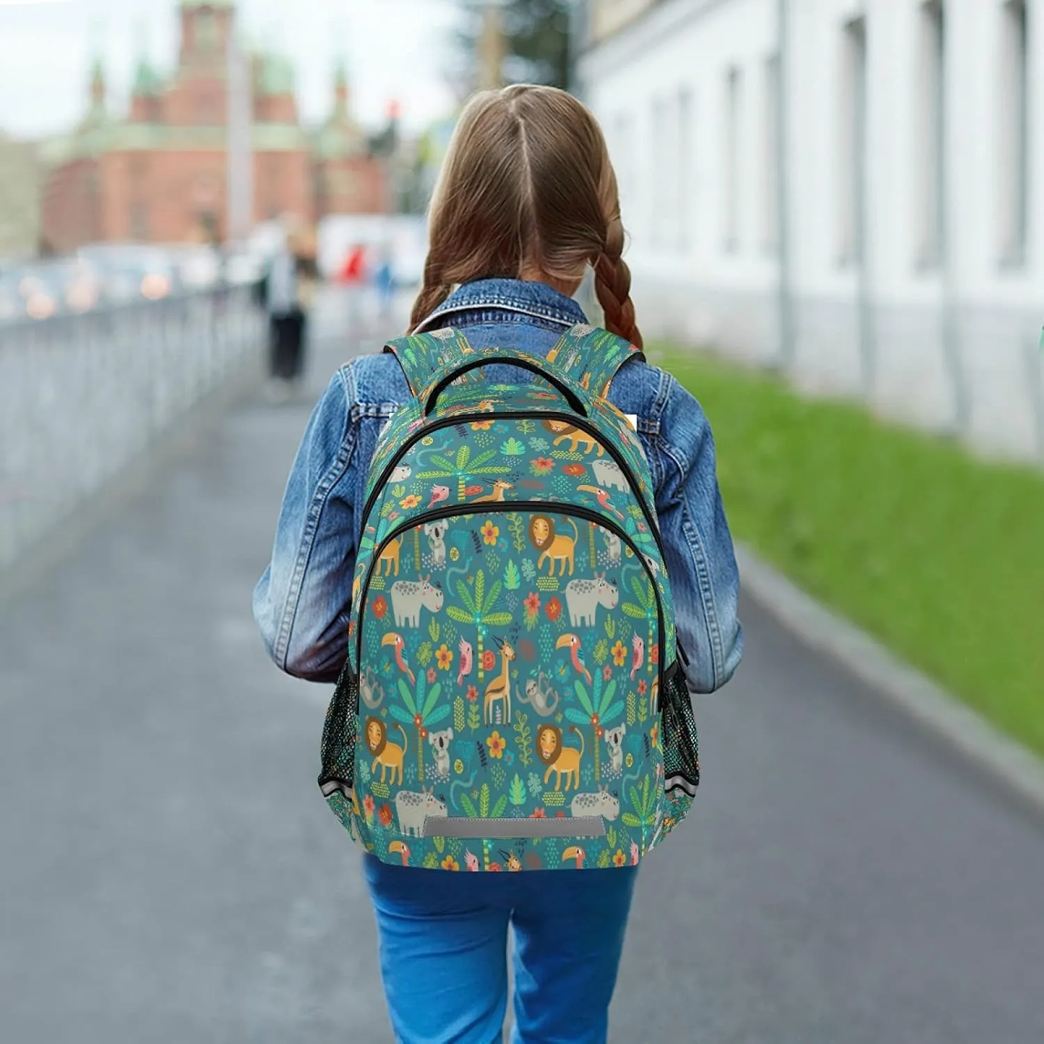 xigua Jungle Animals Print Backpack Casual Daypacks Outdoor Sports Rucksack School Shoulder Bag for Boys Girls Teens