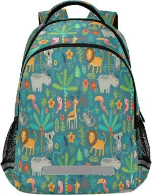xigua Jungle Animals Print Backpack Casual Daypacks Outdoor Sports Rucksack School Shoulder Bag for Boys Girls Teens