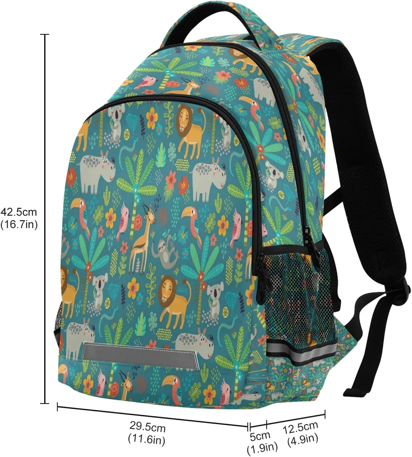 xigua Jungle Animals Print Backpack Casual Daypacks Outdoor Sports Rucksack School Shoulder Bag for Boys Girls Teens