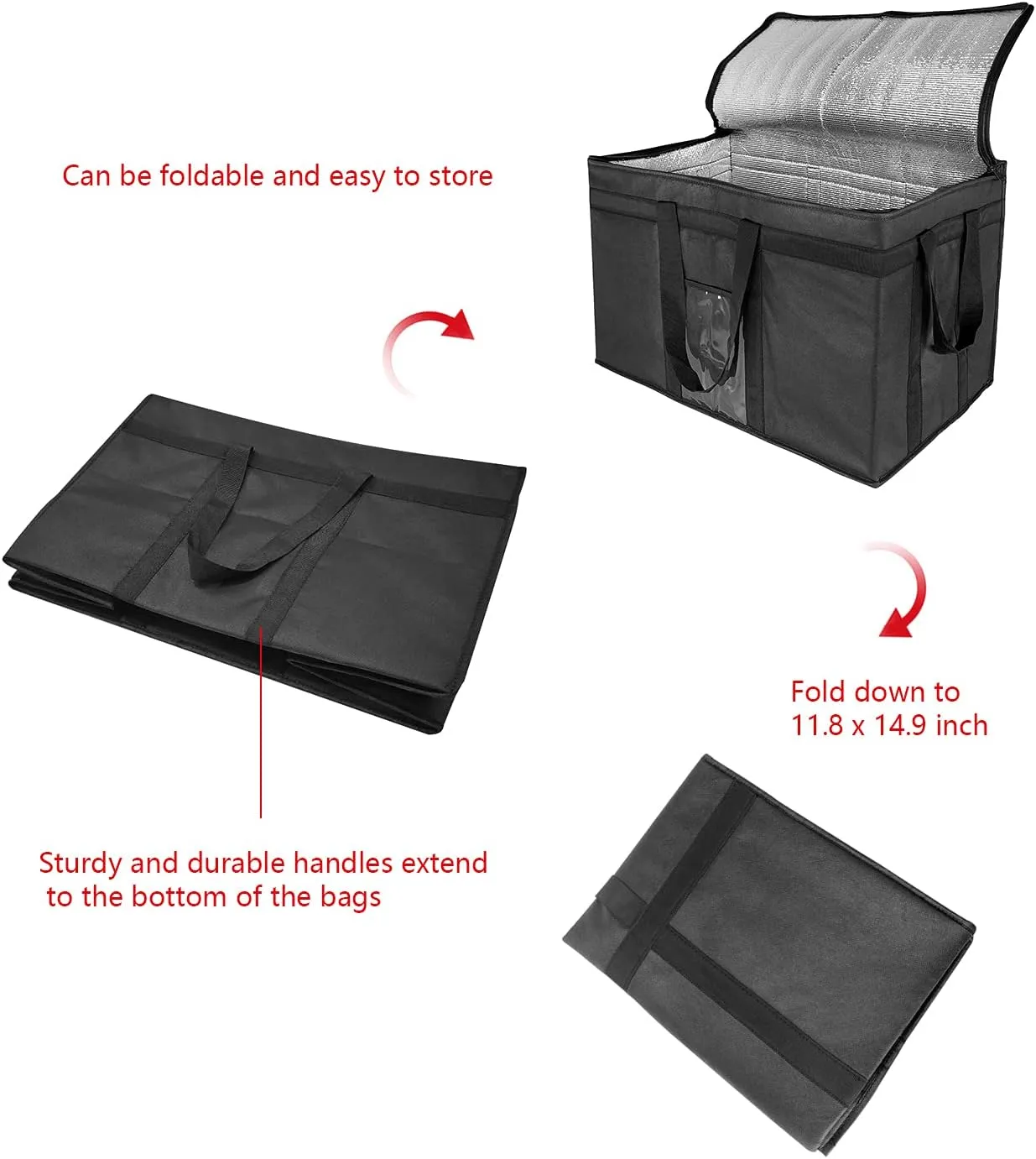 Yalin XXXL Large Insulated Cooler Bag, Styrofoam Cooler of Keep Food Hot or Cold, Reusable Double Zipper Food Delivery Bag for Grocery Shopping, 23" W x 15" H x 14" D