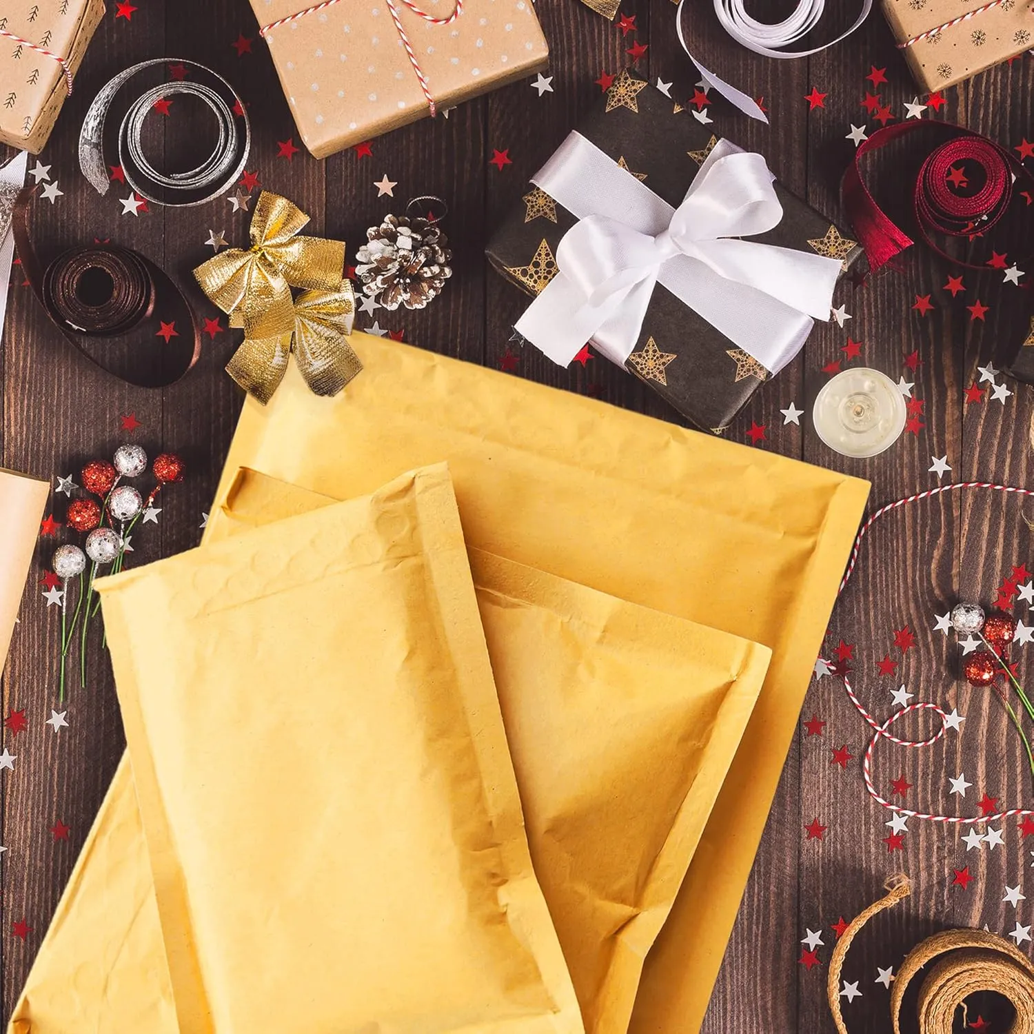 Yens Kraft Bubble Mailers 14.25x20 50 Pack Self Seal Adhesive Shipping Bags, Cushioning Padded Envelopes for Shipping, Mailing, Packaging Useable Space 14.25x19 KF#7-50