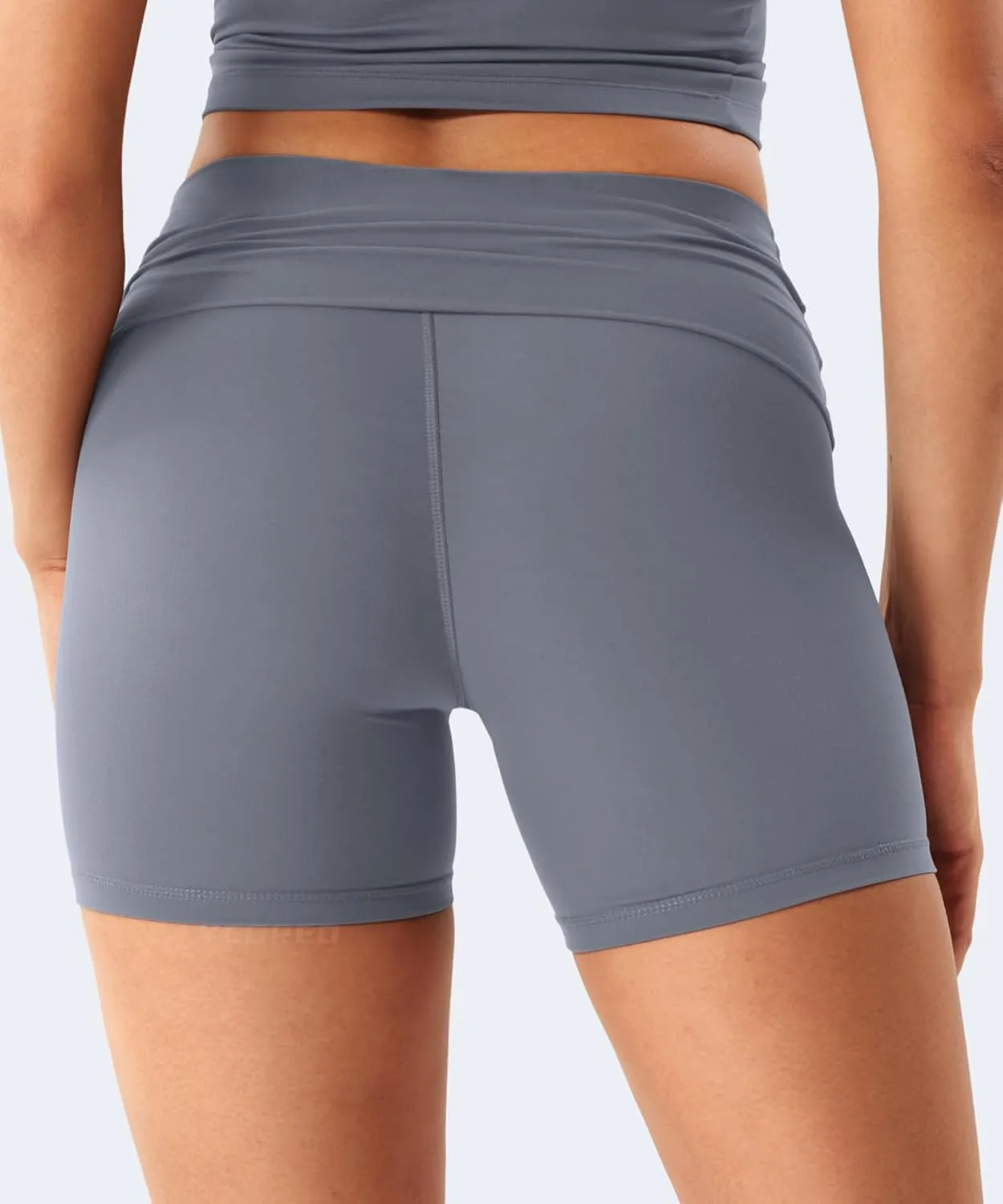 YEOREO Womens Foldover Workout Shorts High Waist 4.5" Fold Over Waist Band Romola Gym Yoga Running Shorts