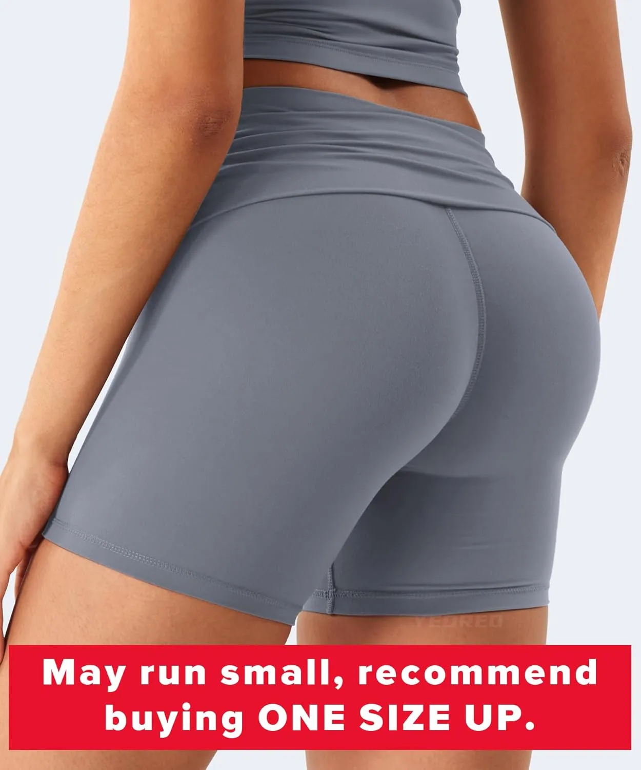 YEOREO Womens Foldover Workout Shorts High Waist 4.5" Fold Over Waist Band Romola Gym Yoga Running Shorts