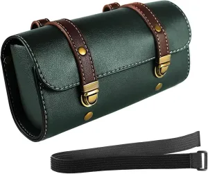 YIBO Motorcycle Fork Bag Quick Release Bag Side Bag Waterproof Universal Tool Bag American Bicycle Side Bag Leather Small Tool Bag (Green 2)
