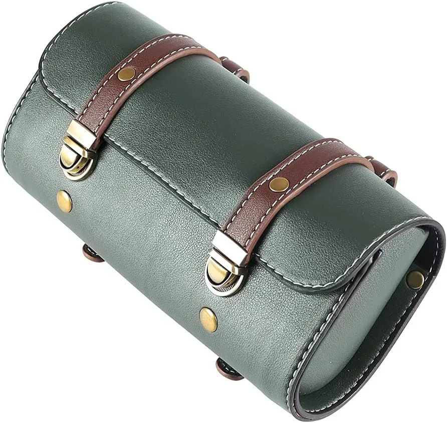 YIBO Motorcycle Fork Bag Quick Release Bag Side Bag Waterproof Universal Tool Bag American Bicycle Side Bag Leather Small Tool Bag (Green 2)