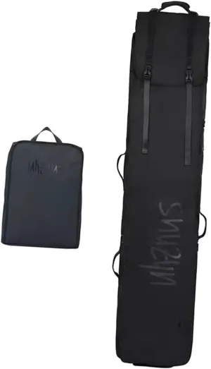 Yiju Ski Bag and Boot Bag Ski Carrying Bag Retractable for Air Travel Wheeled Storage Bag with Carrying Handle Snowboard Bag