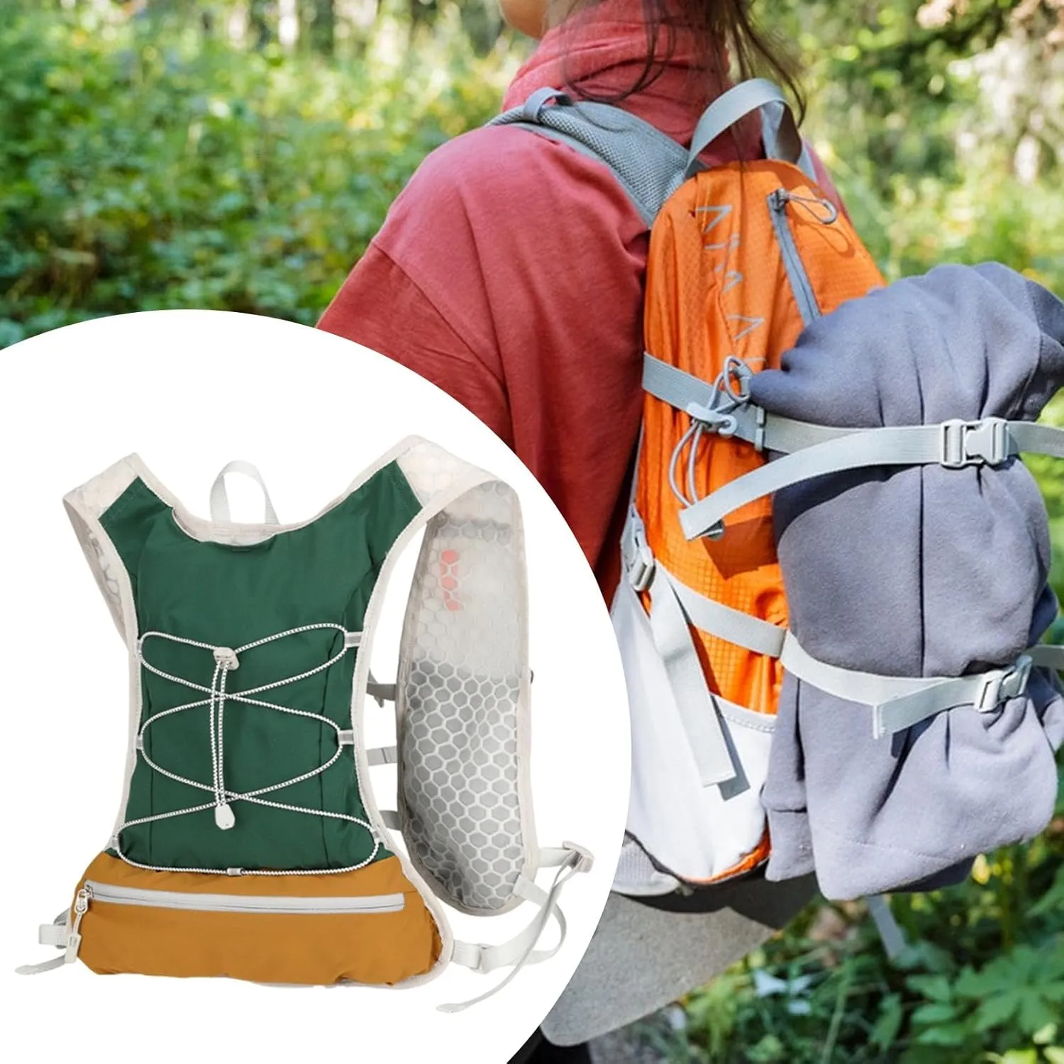 YIJU Women Men Running Vest Hydration Vest Reflective Strap Gear Rucksack Water Pack Outdoor Sports Bag for Jogging Trail
