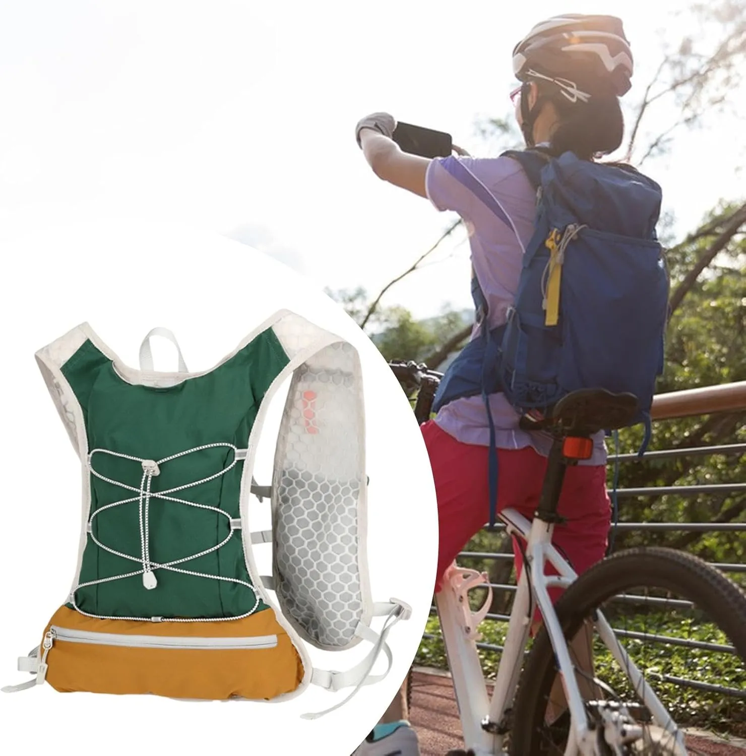 YIJU Women Men Running Vest Hydration Vest Reflective Strap Gear Rucksack Water Pack Outdoor Sports Bag for Jogging Trail