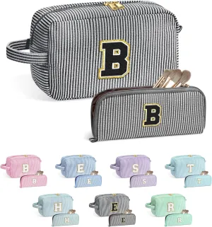 YOOLIFE Gifts for Teen Girls - Personalized Initial Makeup Bag, Birthday Gifts for Women Sister Friend Daughter Girls Kids